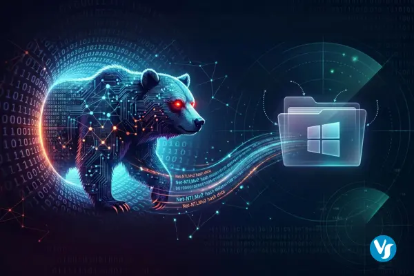 Digital art of a stylized "Fancy Bear" (APT28) emerging from a glowing circuit-board portal, representing a high-stakes cyber threat targeting Windows systems.