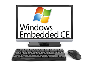 コンピュータースクリーンにWindwos CEのロゴ