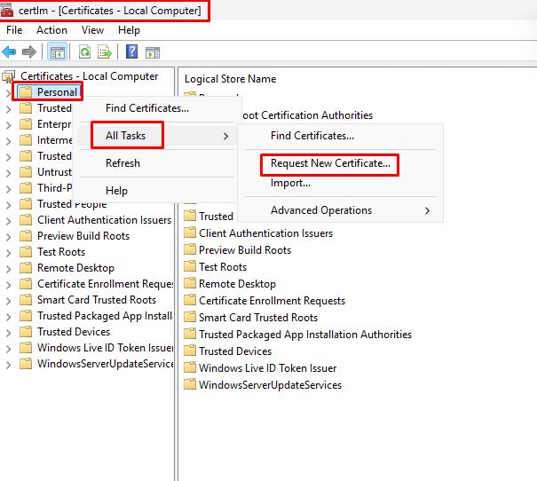 request new certificate