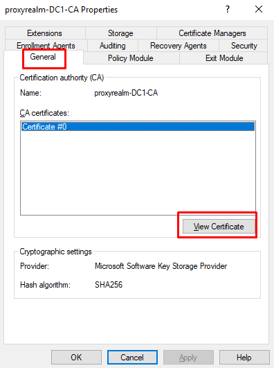 domain controller view certificate