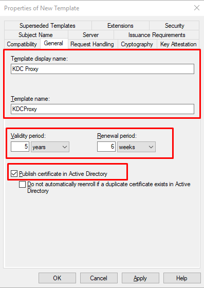 set certificate template name and expiration date