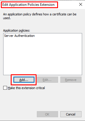 edit certificate application policies